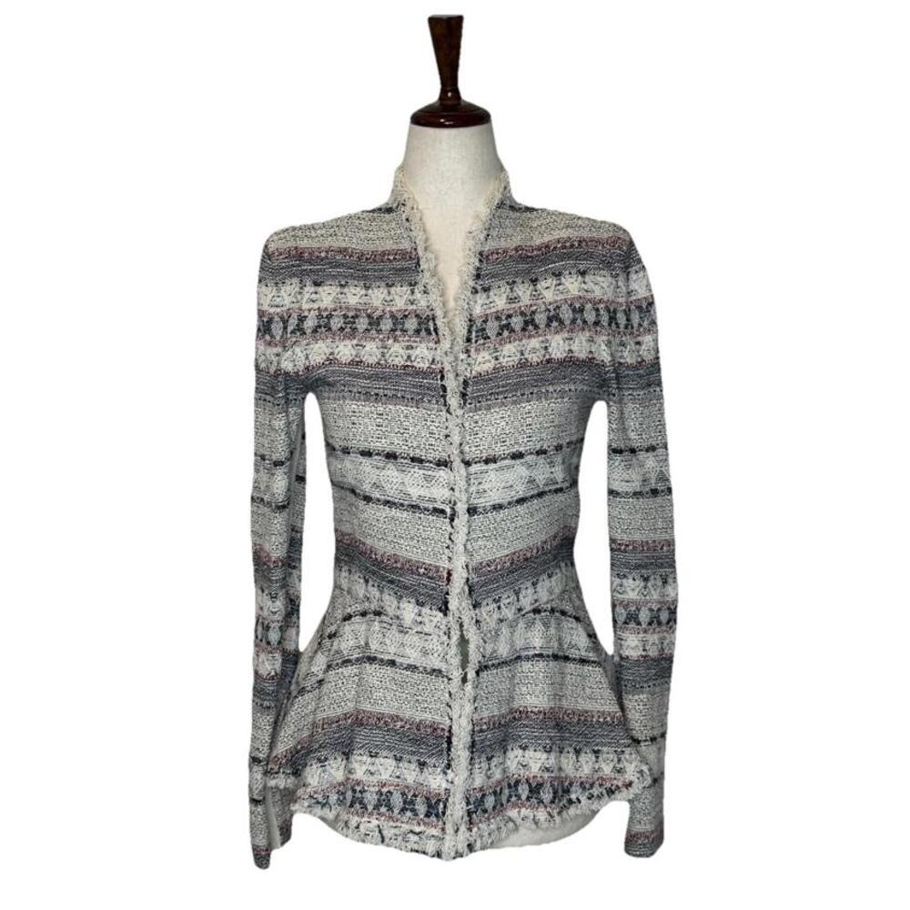 Rebecca Taylor Tweed Pattern Evening Jacket Blazer Womens 2 Multicolor Peplum